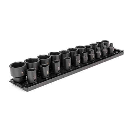 TEKTON 1/2 Inch Drive 6-Point Impact Socket Set with Rails, 21-Piece (5/16-1-1/2 in.) SID92102